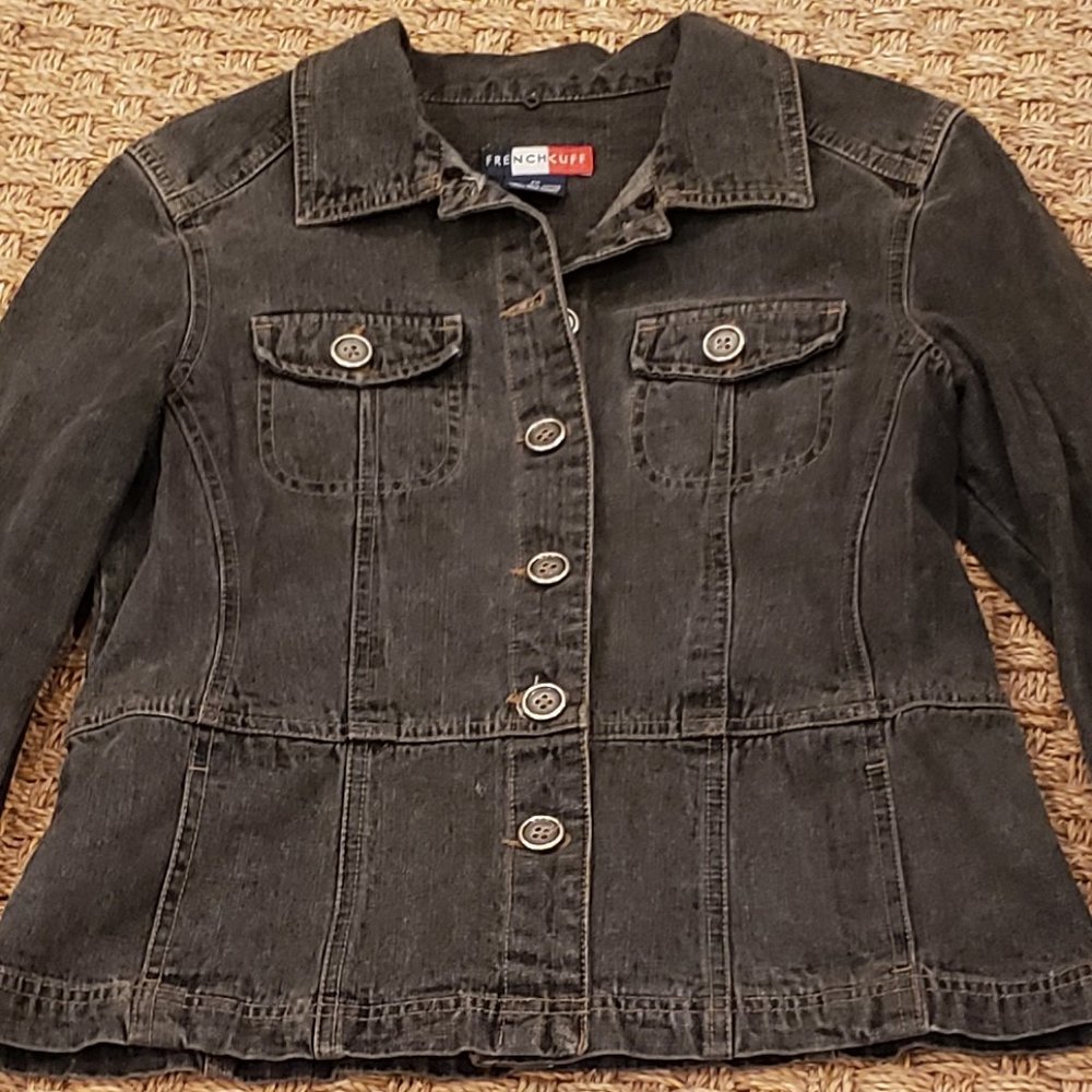 French Cuff Black Jean Jacket